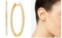 Macy's Diamond Medium In & Out Hoop Earrings (1/4 ct. t.w.) in 14k Gold-Plated Sterling Silver, 1.1"